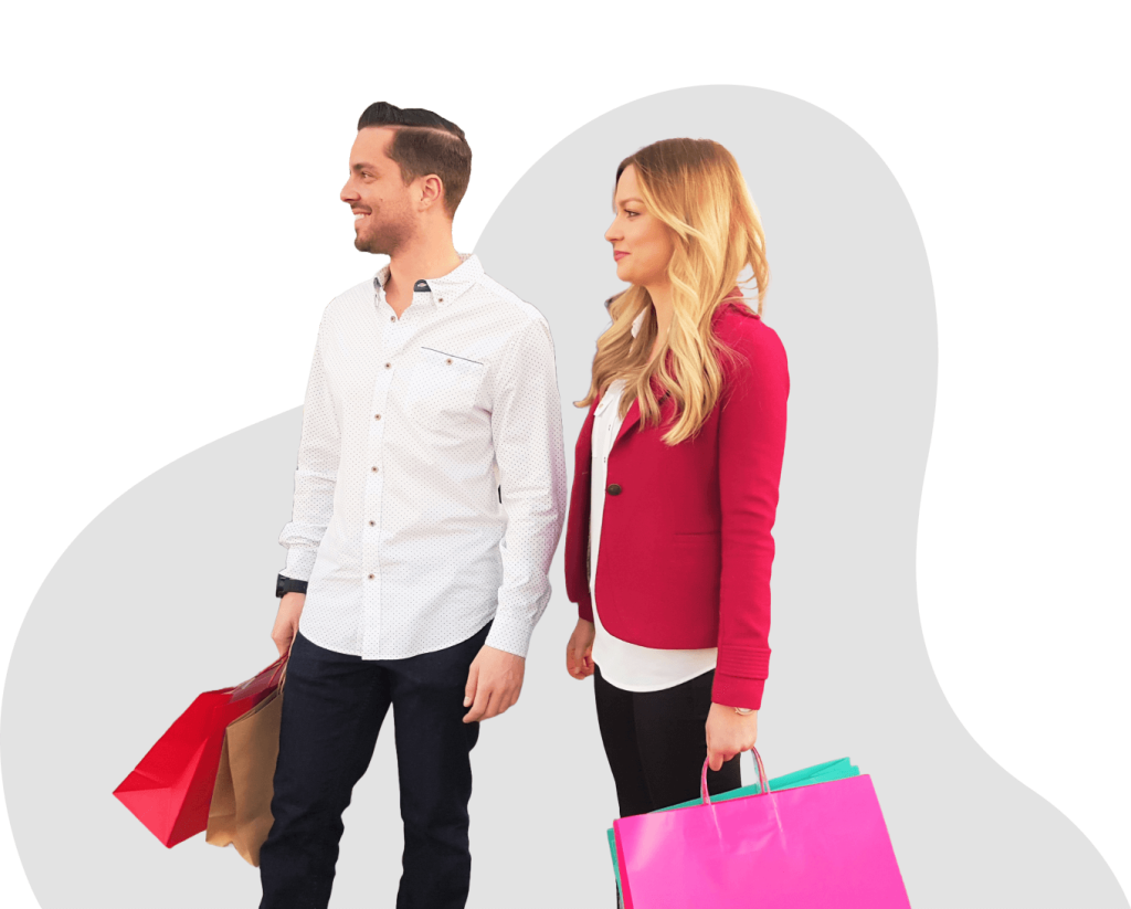 Man and woman shopping clothes